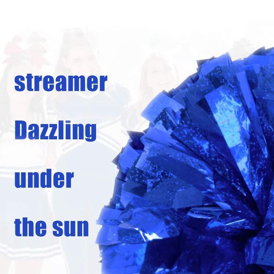 Metallic Foil Cheerleader Pom Poms Cheerleader Pom Poms 10 PCS for Sports Team Spirit Cheering Kids Adults Blue