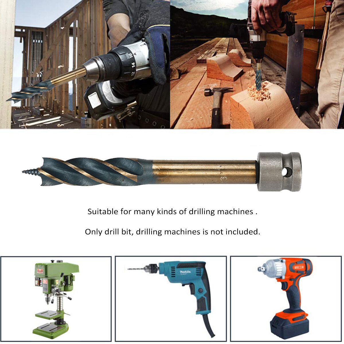 Fast Cut Spade Bits Auger Wood Drill Bits Holesaw Joiner Carpenter Self-feed Boring Wood Cut Auger Bits 25mm 25mm