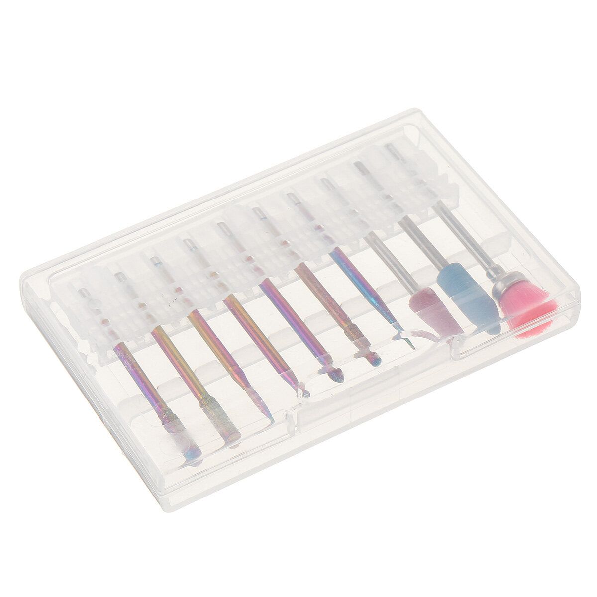10Pcs Nail Art Drill Bit Set Grinding Machine Head Milling Sanding Clear Off White