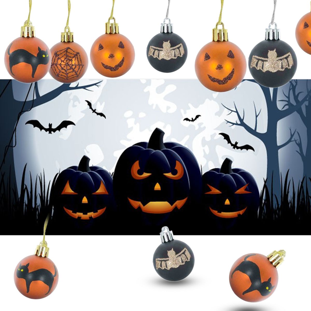 Halloween Hanging Balls Set Of 12 Halloween Decoration Ball