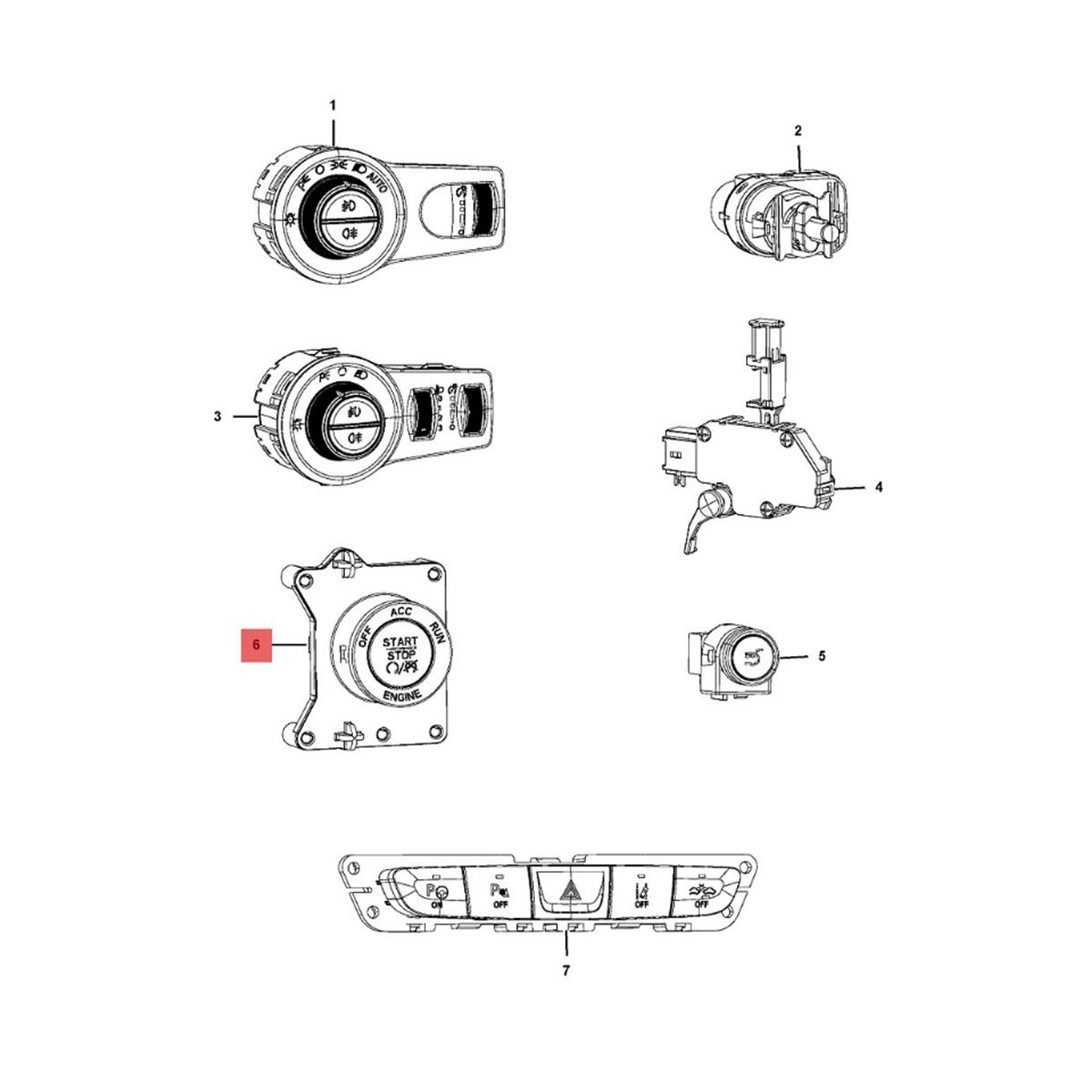 6CK47DX9AB Car Ignition Push Start Button Switch Fits for Je