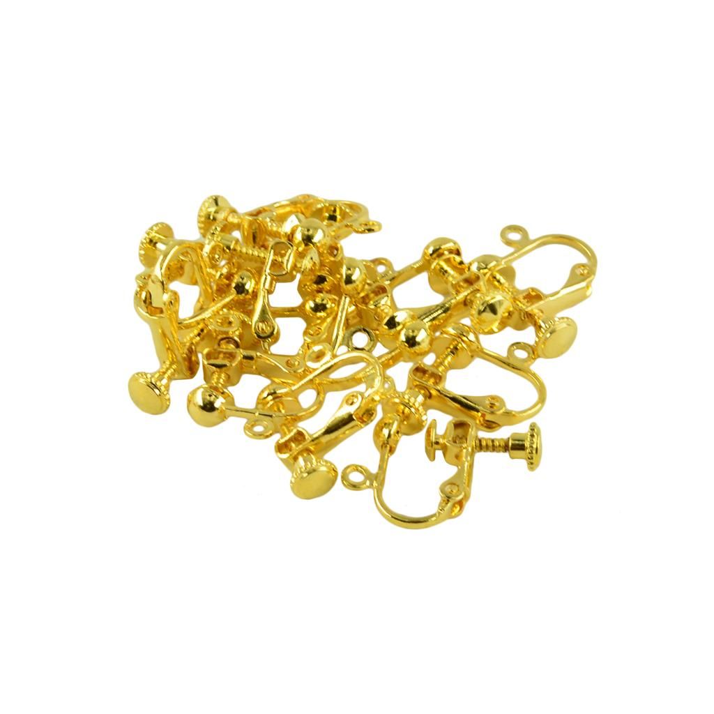 12 Pieces NonPiercing Screw Earring Clip Flat Hook DIY Craft Gold