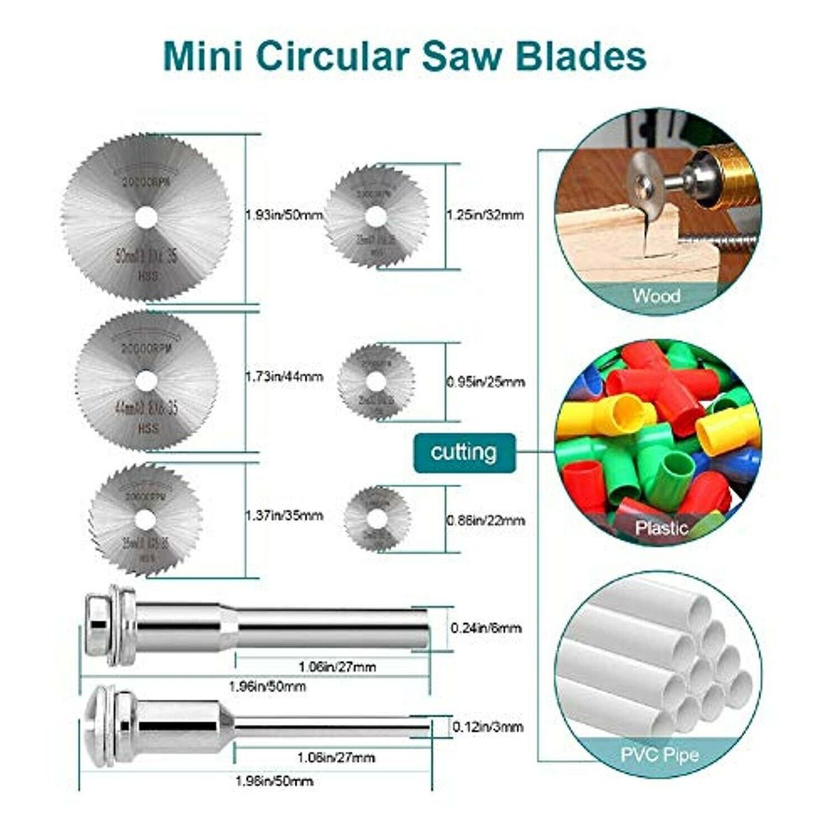 6pcs Circular SawBlades Set With 2pcs 1/8'' Extension