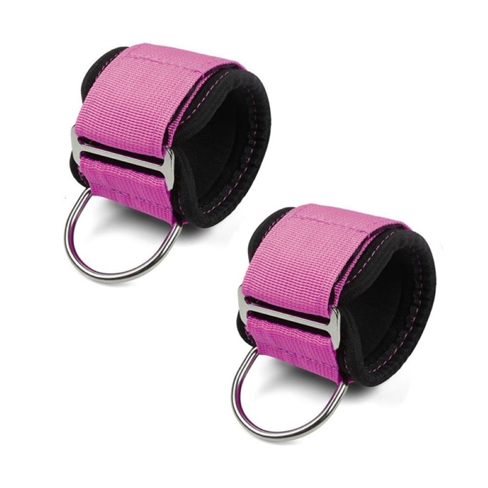 1Pair Adjustable D-ring Ankle S Buckle Foot Support Ankle Protector Gym Leg Pulley With Buckle Sports Fitness Feet Guard-Pink