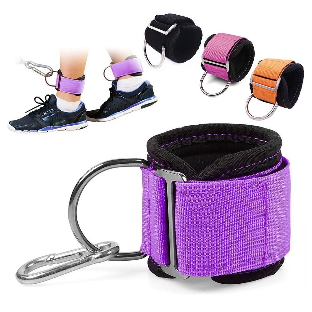 1Pair Adjustable D-ring Ankle S Buckle Foot Support Ankle Protector Gym Leg Pulley With Buckle Sports Fitness Feet Guard-Pink