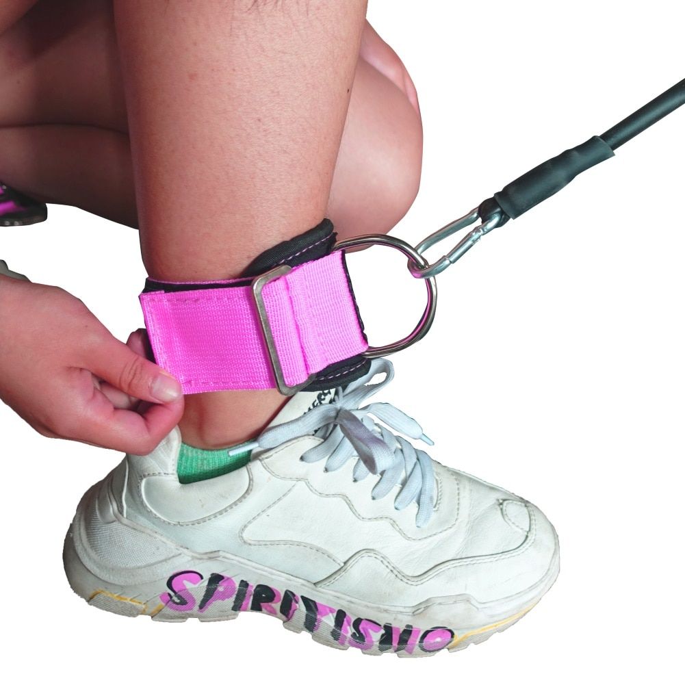 1Pair Adjustable D-ring Ankle S Buckle Foot Support Ankle Protector Gym Leg Pulley With Buckle Sports Fitness Feet Guard-Pink