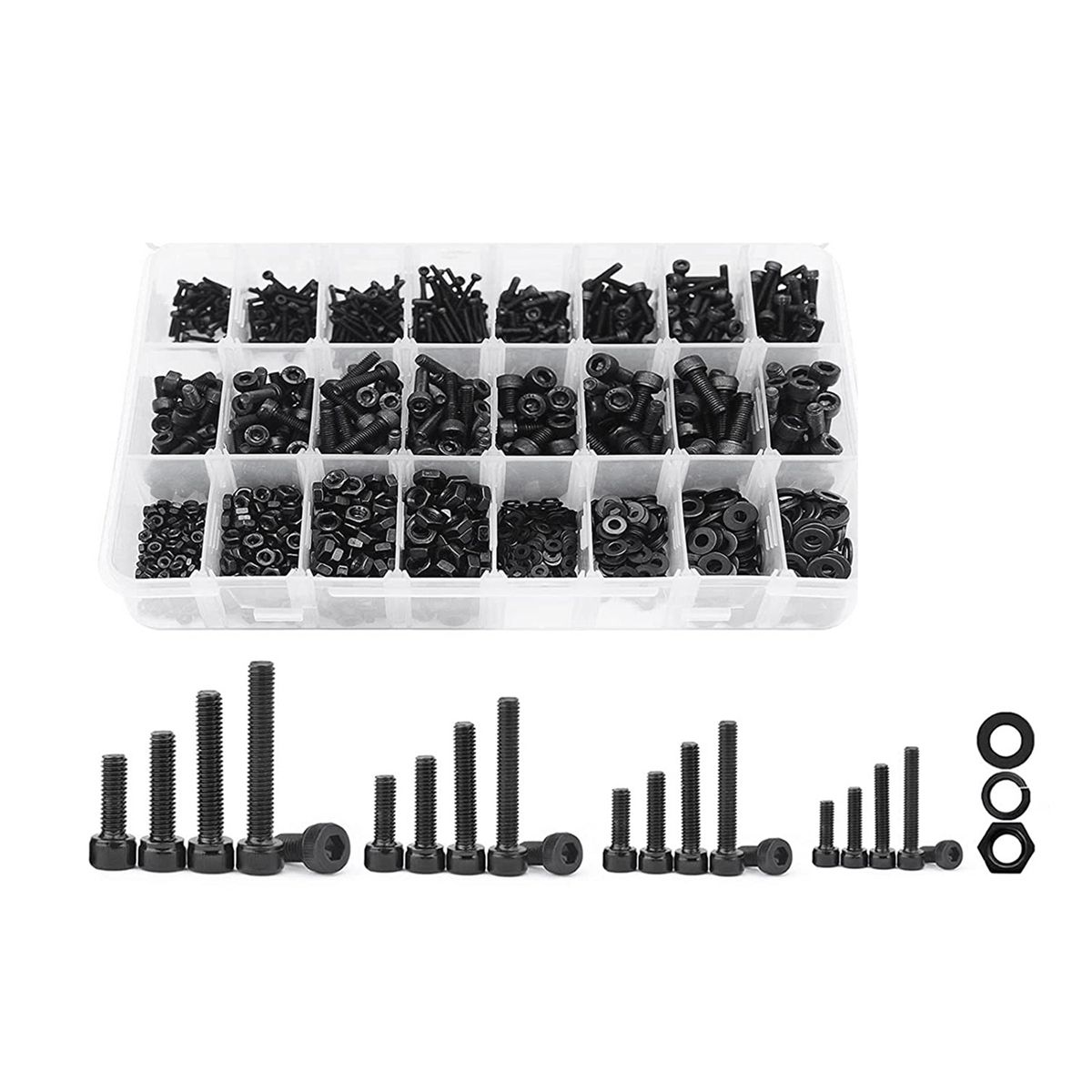 2000PCS Metric Hex Socket Head Cap Bolts Screws Nuts and Washers Kit, Hex Socket Head Cap Machine Screws