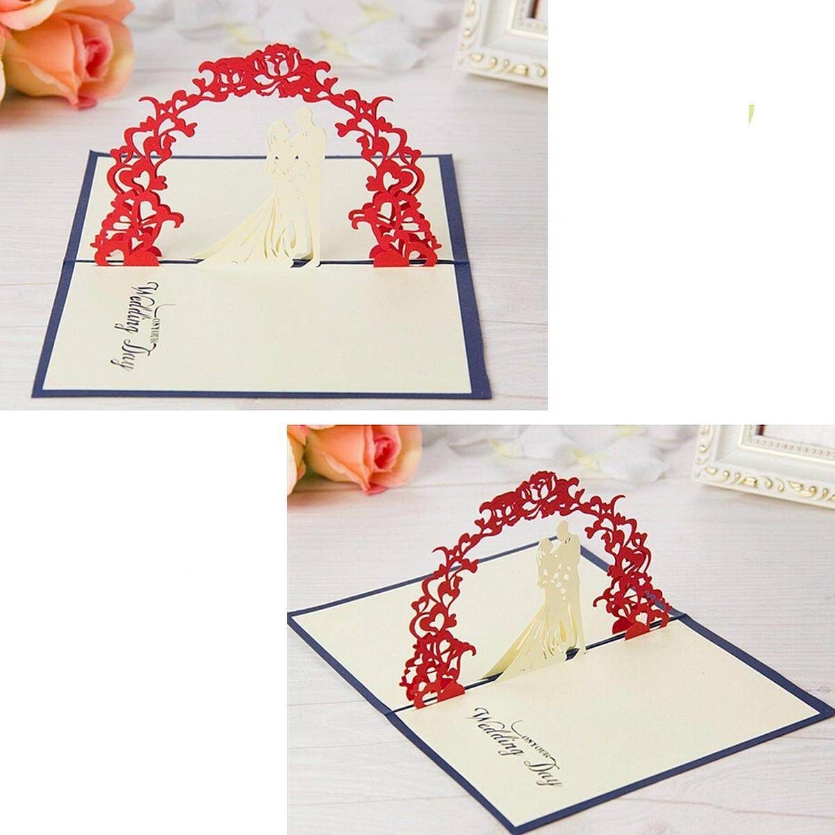 Up Wedding Invitation 3D Greeting Card Flower Happy Valentine Anniversary Sweet Wedding 1009-b
