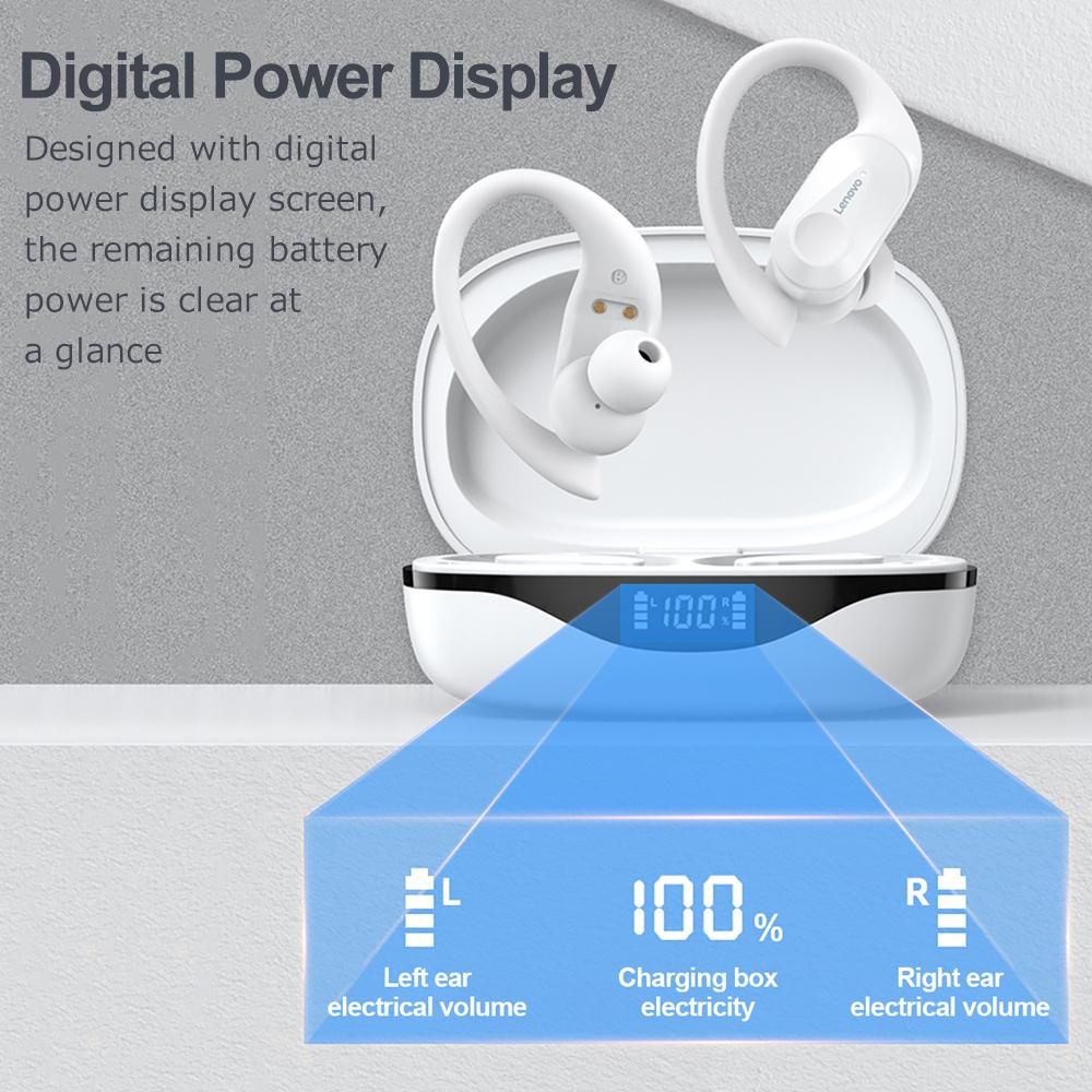 Lenovo thinkplus LP75 True Wireless BT Headphones Sports Earbuds BT5.3 Chip HiFi Stereo Sound Long Endurance Time White