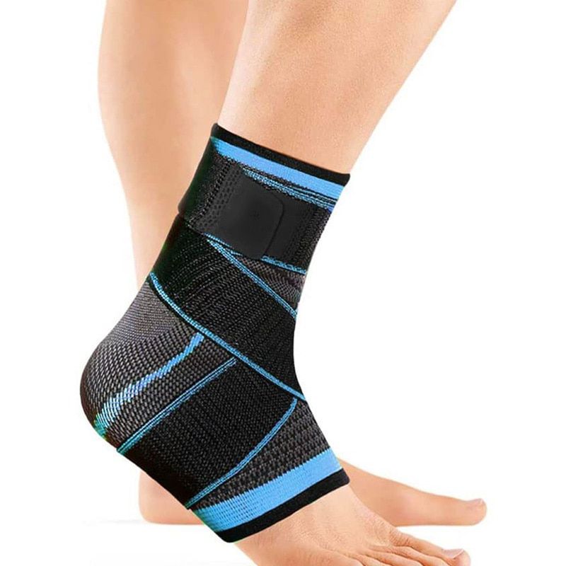 Woven Compression Bandage Elastic Nylon Band Ankle Support Support Basketball Football Taekwondo Fitness Heel Protector Gym-1PCS Blue