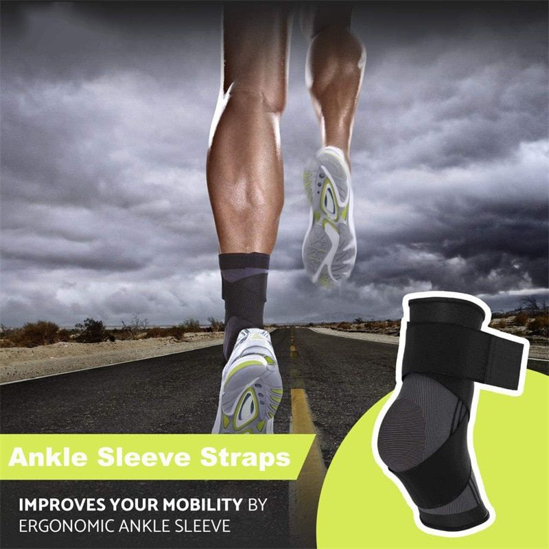 Woven Compression Bandage Elastic Nylon Band Ankle Support Support Basketball Football Taekwondo Fitness Heel Protector Gym-1PCS Blue