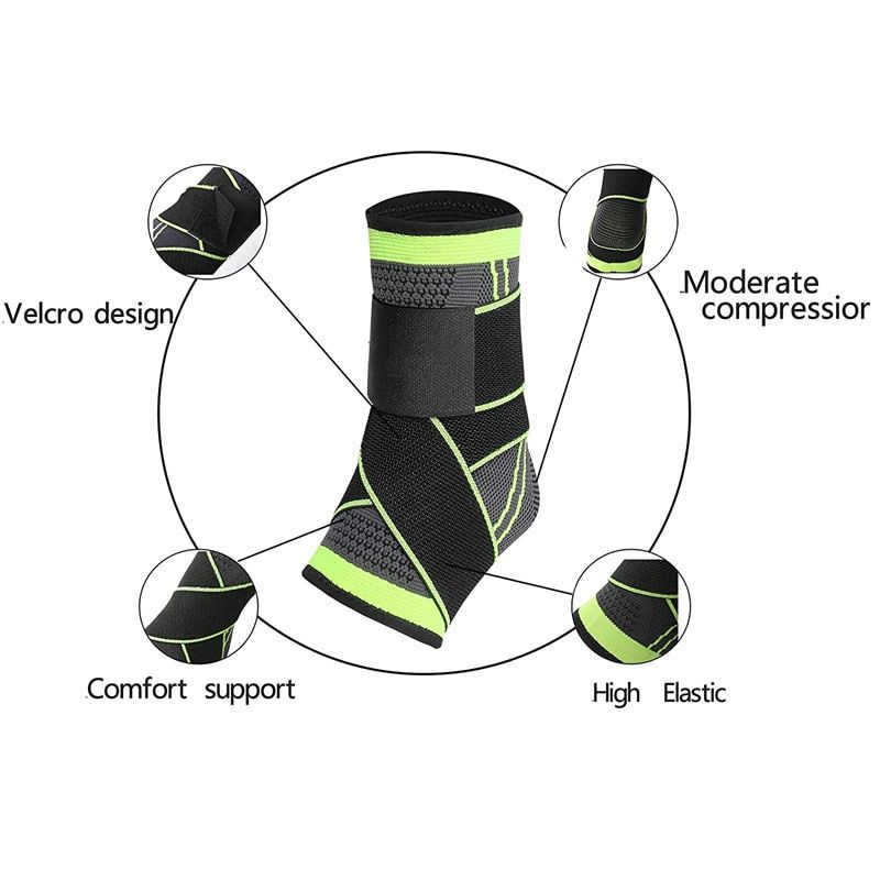Woven Compression Bandage Elastic Nylon Band Ankle Support Support Basketball Football Taekwondo Fitness Heel Protector Gym-1PCS Blue