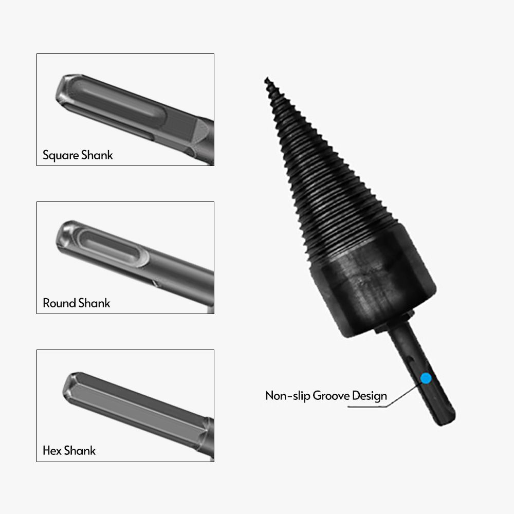 Firewood Drill Bit 3pcs Replaceable Shank Square Round Hex