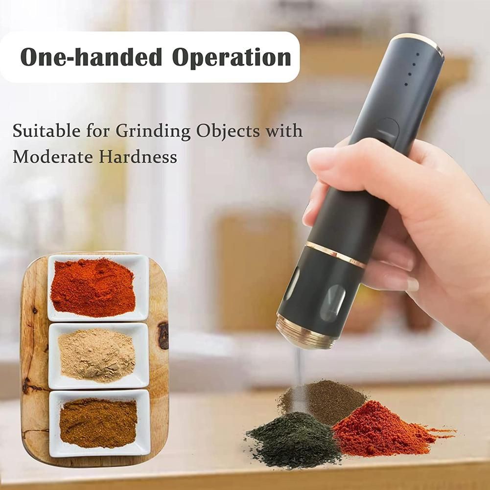 Electric Portable  USB Rechargeable Spice Multipurpose for Fluffy Product and the Kitchen Grinding Grey