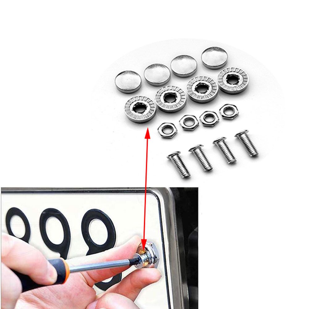 4pcs/set Chrome Anti-Theft Screws Car License Plate Bolts