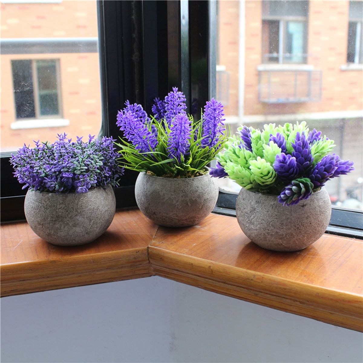 Mini Artificial Potted Plants Faux Green Grass Pot