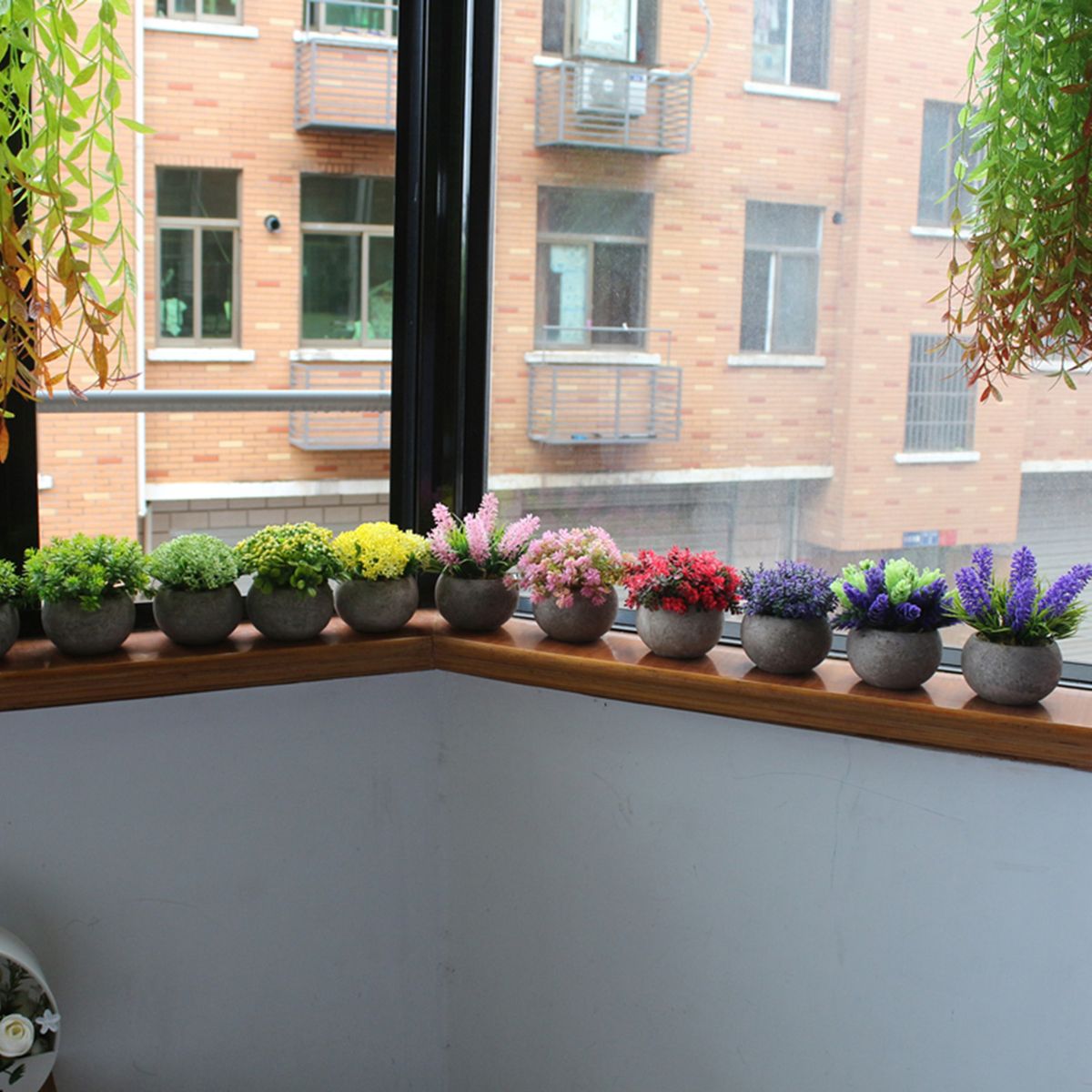 Mini Artificial Potted Plants Faux Green Grass Pot