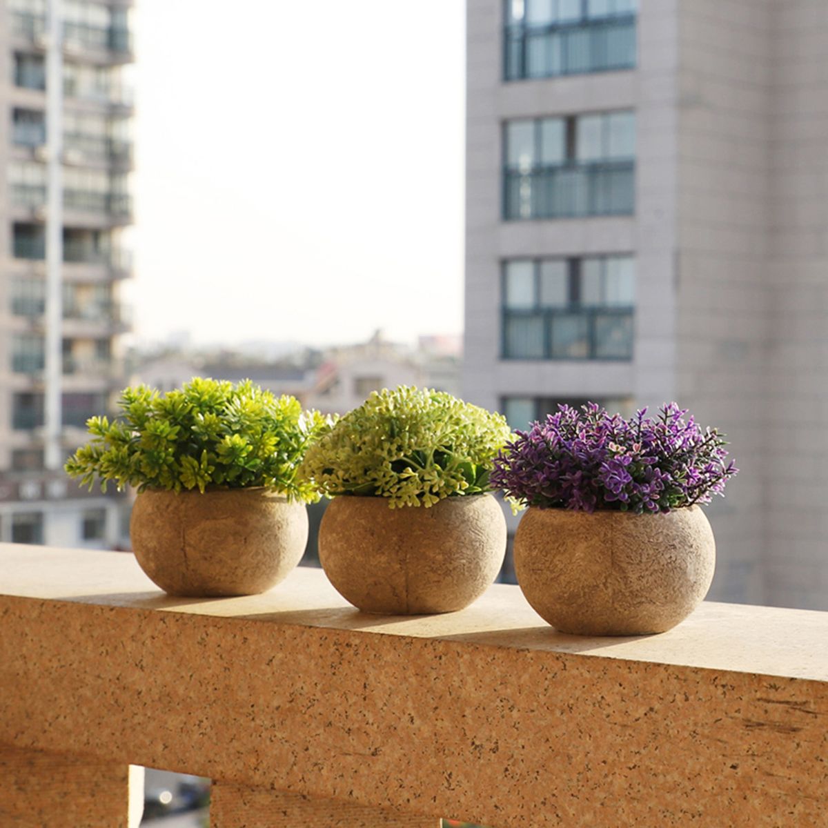Mini Artificial Potted Plants Faux Green Grass Pot