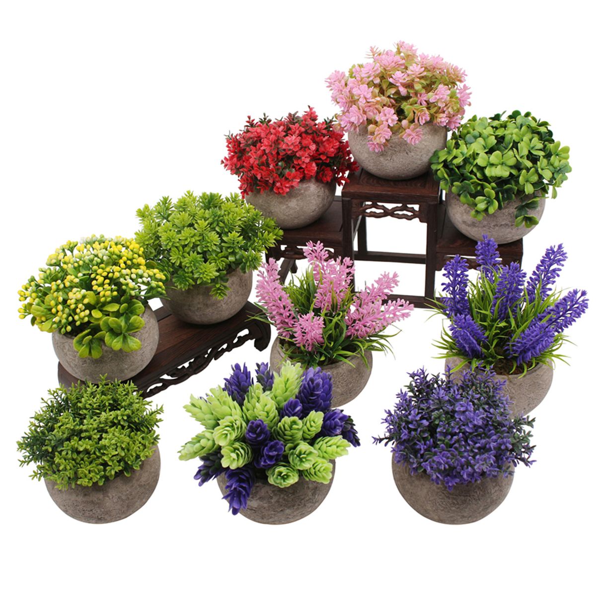 Mini Artificial Potted Plants Faux Green Grass Pot