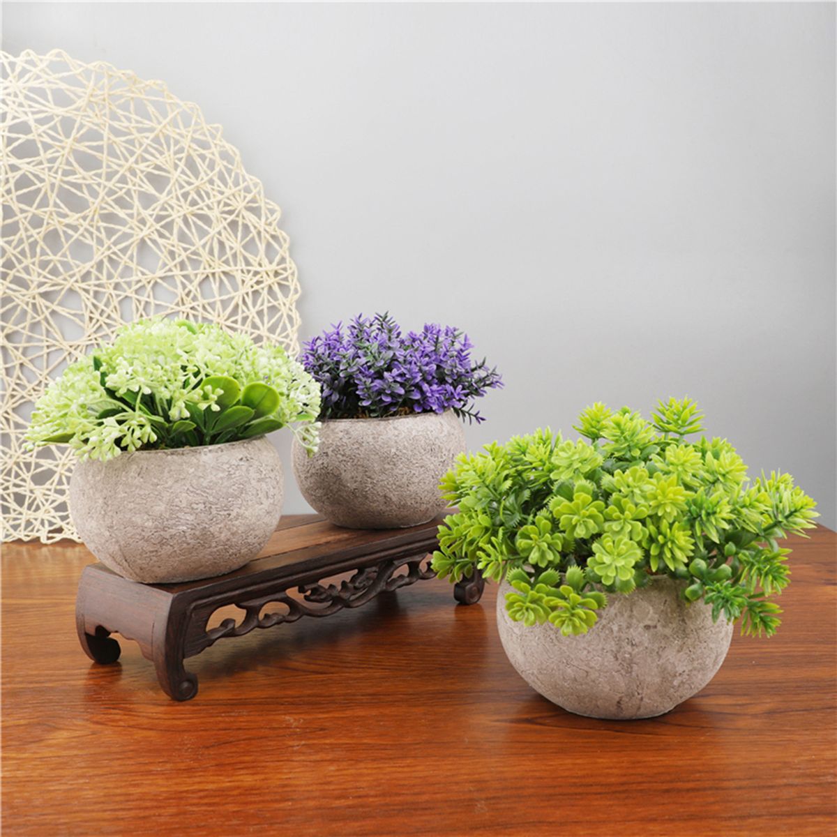 Mini Artificial Potted Plants Faux Green Grass Pot