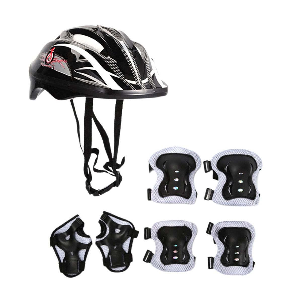 1 Set Skating Protective Gear Kids Sports Knee Hand Elbow Guards Set Black