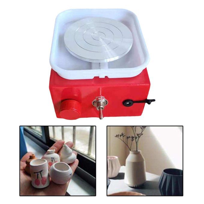 Pottery Wheel Machine Electric Mini With Turntable Tray For School Red