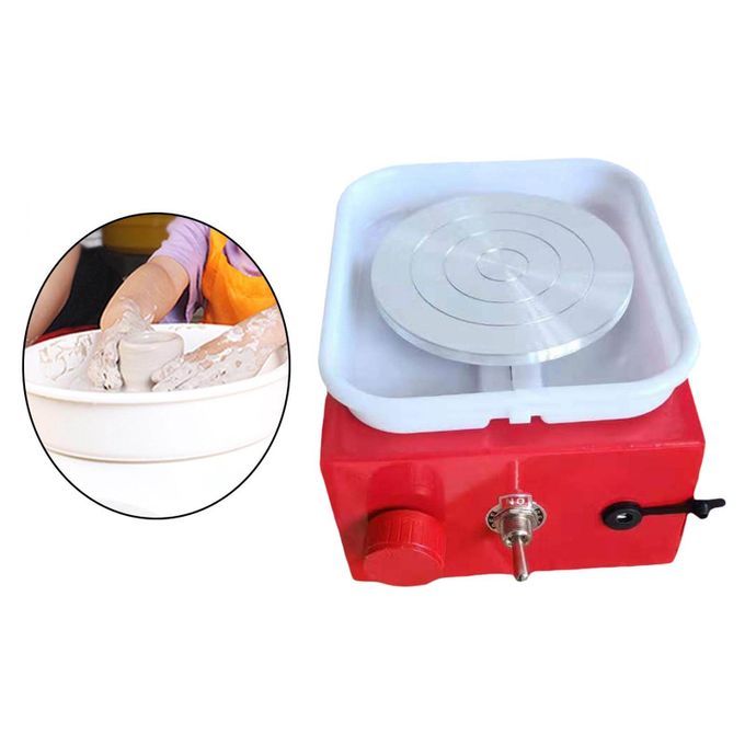 Pottery Wheel Machine Electric Mini DIY Tool Shaping For Kids Red