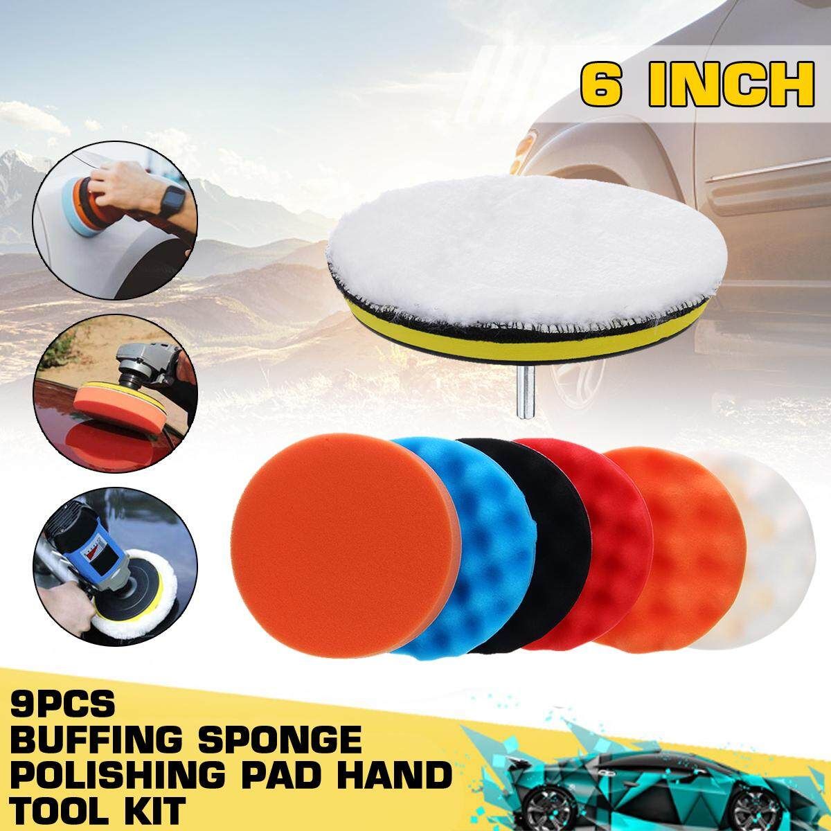 9pcs/Set Car Polishing Pad 7 Inch Sponge Buffing Waxing Boat Car Polish Buffer Drill Wheel Polisher Removes Scratches [Multicolor]