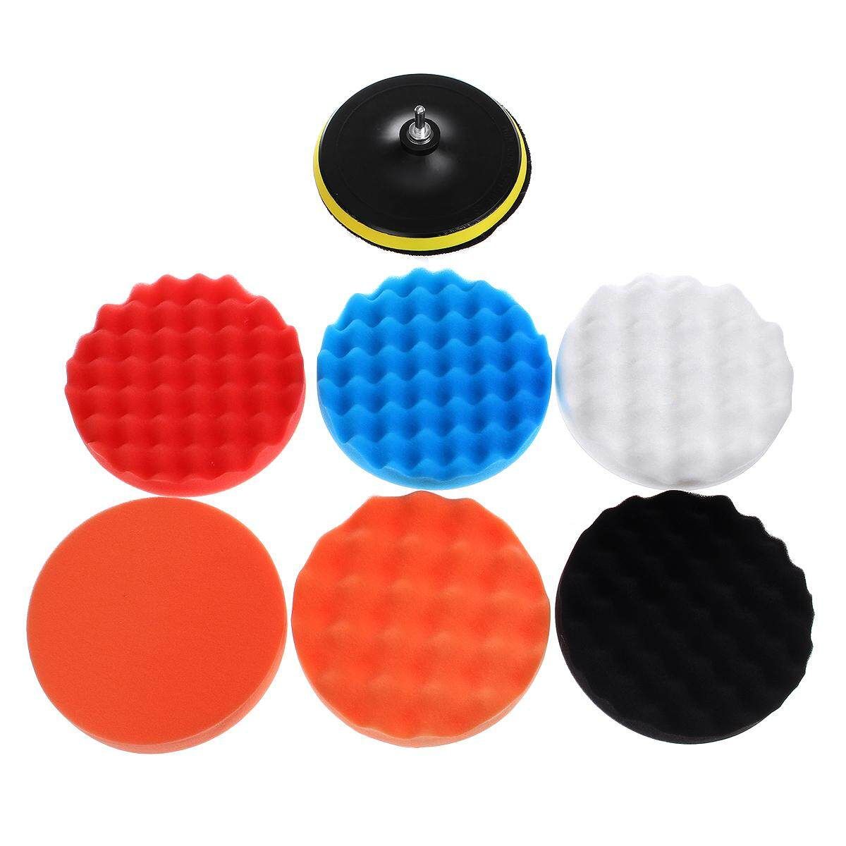 9pcs/Set Car Polishing Pad 7 Inch Sponge Buffing Waxing Boat Car Polish Buffer Drill Wheel Polisher Removes Scratches [Multicolor]