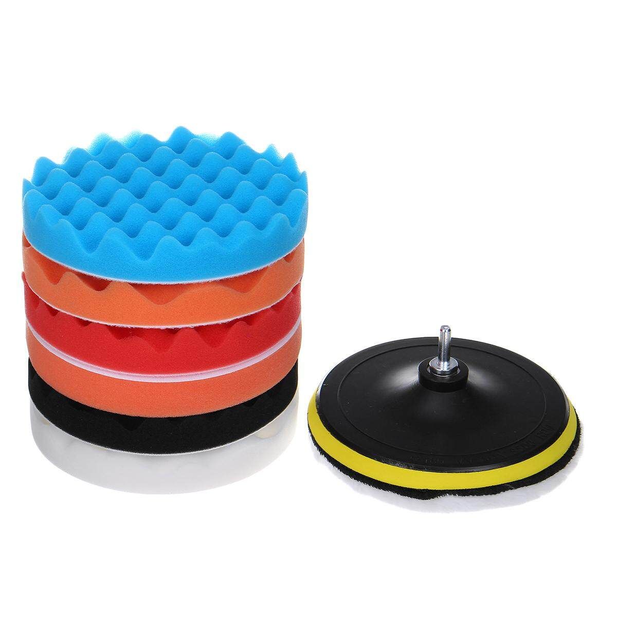 9pcs/Set Car Polishing Pad 7 Inch Sponge Buffing Waxing Boat Car Polish Buffer Drill Wheel Polisher Removes Scratches [Multicolor]