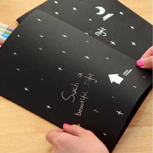 3 PCS Sketchbook Diary Drawing Painting Graffiti Soft Cover Black Paper Sketch Book Notebook Office School Supplies Gift-L 16K