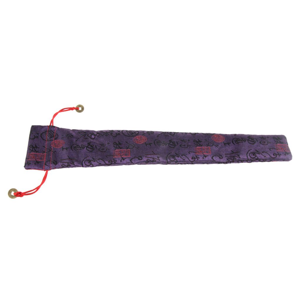 Chinese Folding Hand Pocket Fan Bag Holder Silk Protector Purple