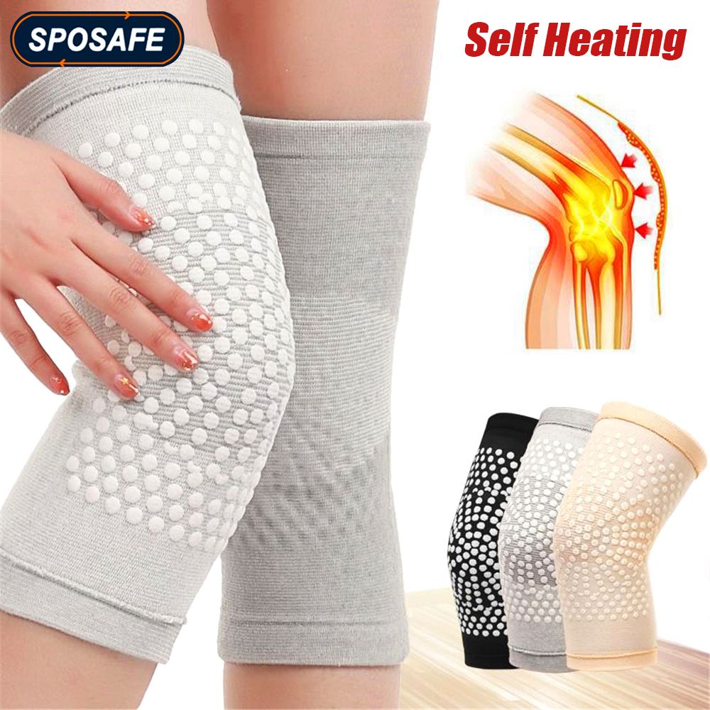 (Black (2 Pieces))2Pcs Self Heating Support Knee Pad Knee Brace Warm For Arthritis Joint Pain Relief Injury Recovery Belt Knee Massager Leg Warmer SAB