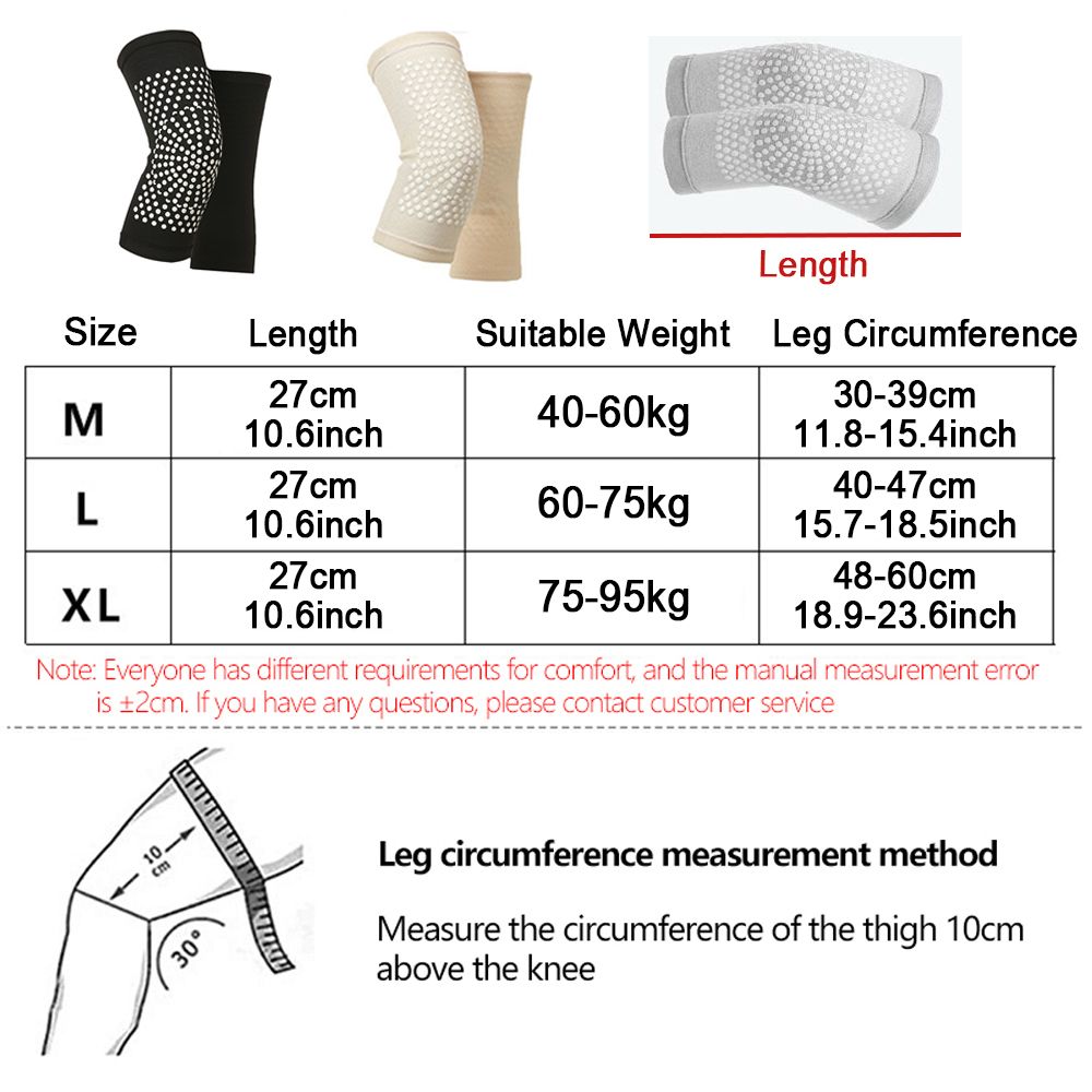 (Black (2 Pieces))2Pcs Self Heating Support Knee Pad Knee Brace Warm For Arthritis Joint Pain Relief Injury Recovery Belt Knee Massager Leg Warmer SAB