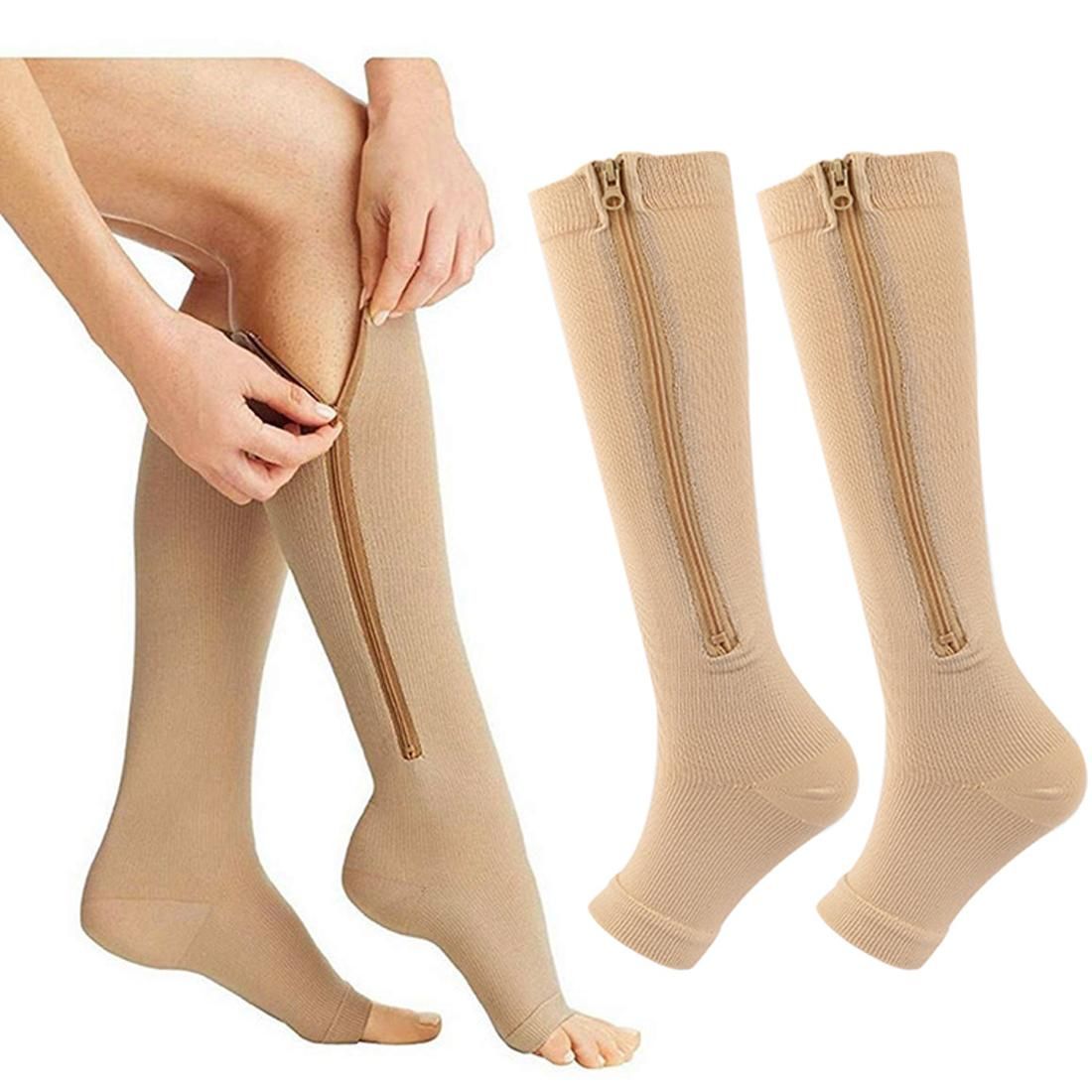 15-25mmHg Compression Socks for Women Open Toe Zipper Compression Stockings