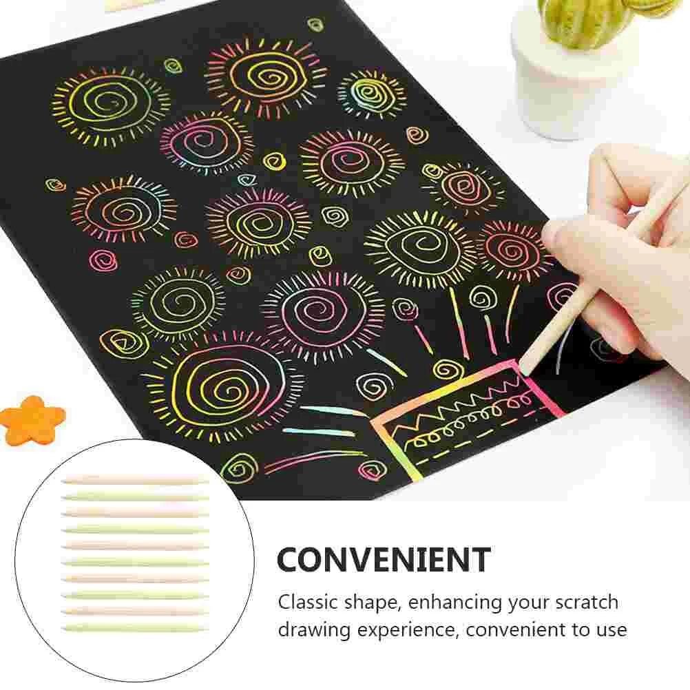 30 Pcs Scratch Stick Kids Stylus Sticks Dedicated Bamboo DIY Painting Tools Pens Papers Child Supply