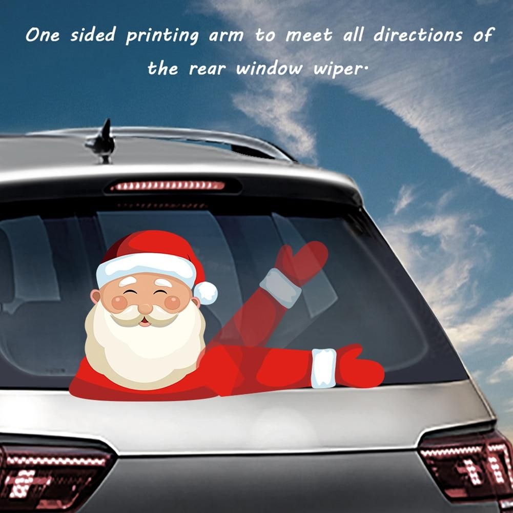 Christmas Decoration Car Rear Window Wiper Stickers Santa Claus Wiper Decal Waterproof Rear Windshield Decal Xmas Decor Stickers