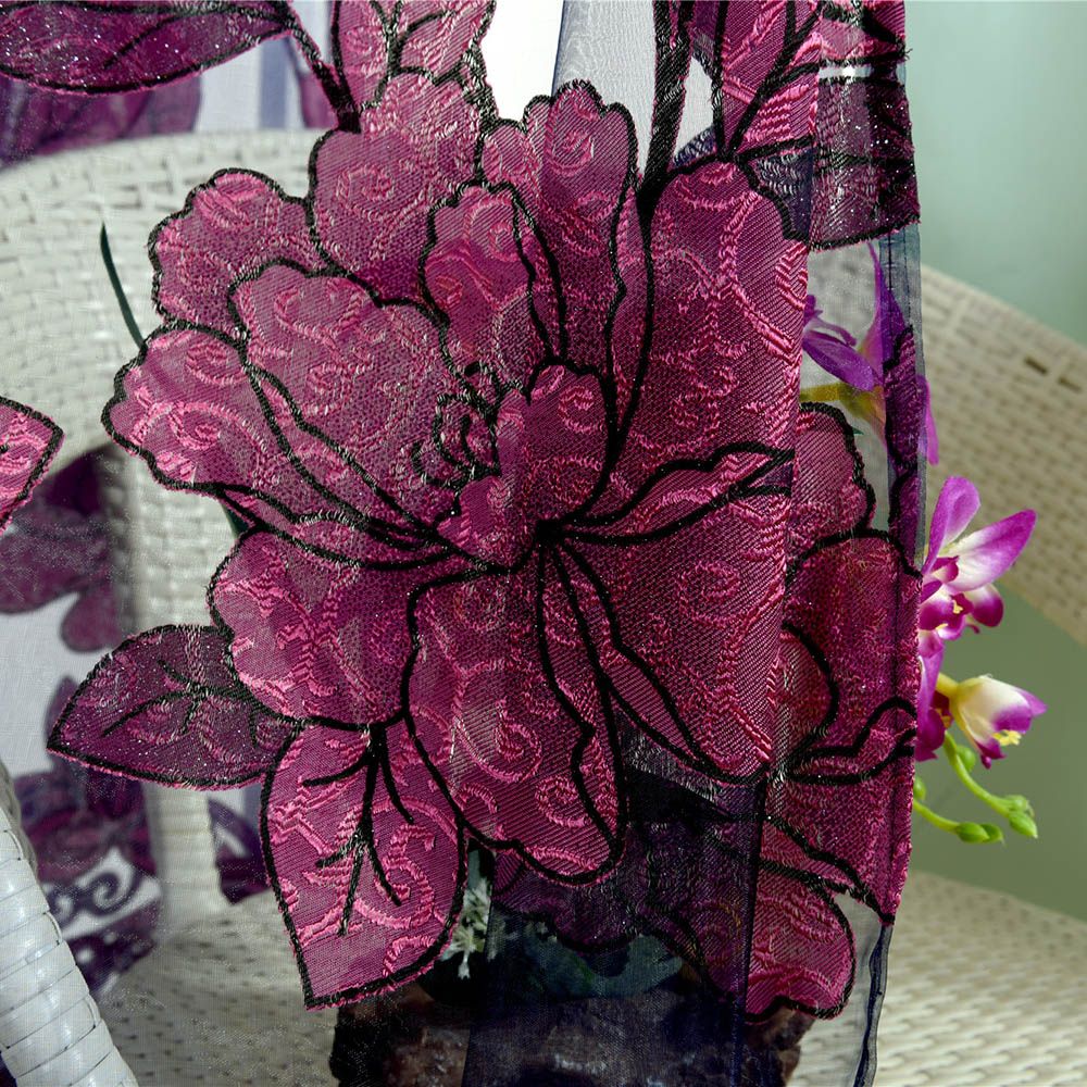 2Pcs 100*250cm Elegant Luxury High-end Floral Pattern Window