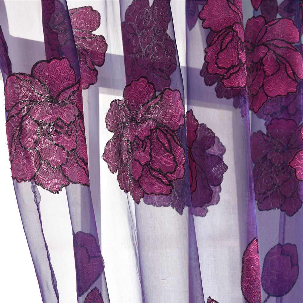 2Pcs 100*250cm Elegant Luxury High-end Floral Pattern Window