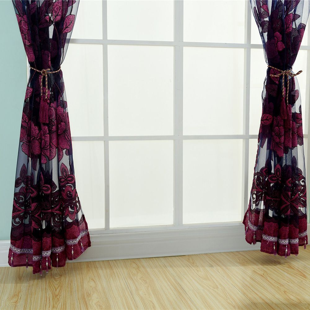2Pcs 100*250cm Elegant Luxury High-end Floral Pattern Window