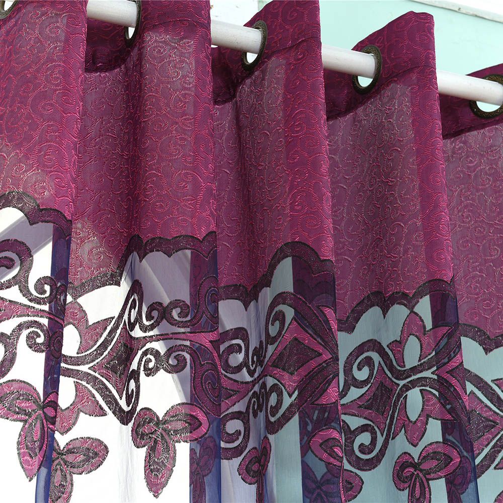 2Pcs 100*250cm Elegant Luxury High-end Floral Pattern Window