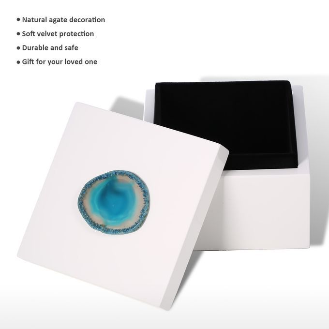 Square Jewel Box (Blue Agate-Small Size) Agate Decoration