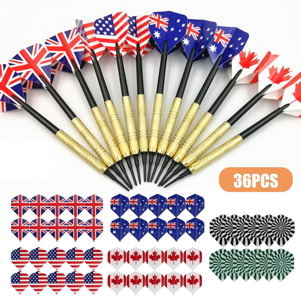 36Pcs Flag Dart Tails Cross Plug-in Dart Universal Tails
