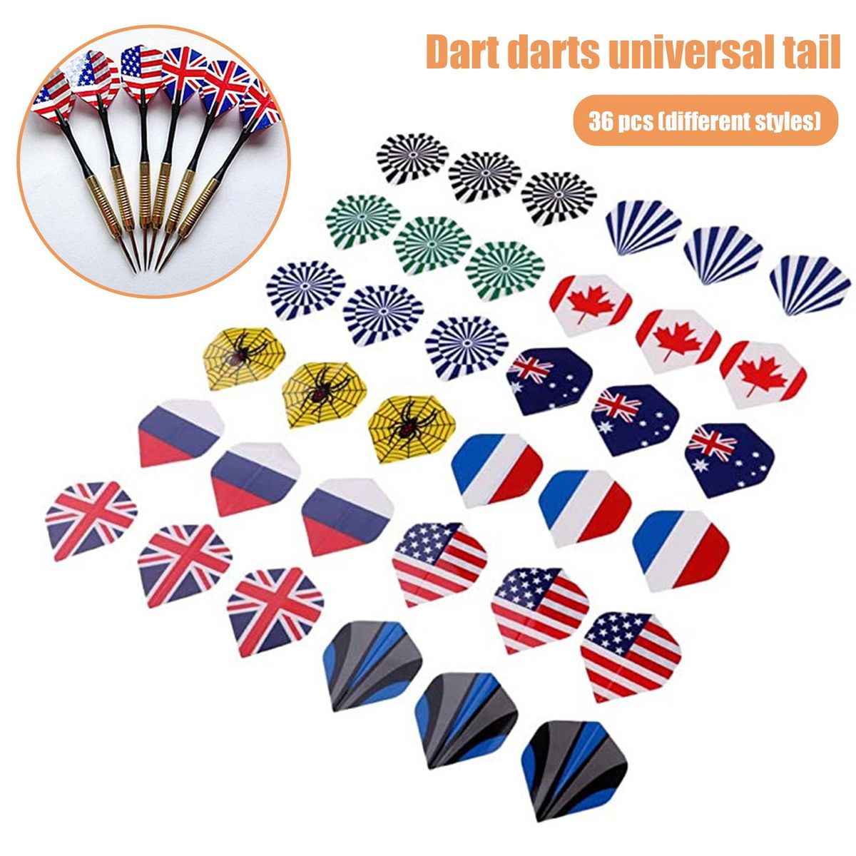 36Pcs Flag Dart Tails Cross Plug-in Dart Universal Tails