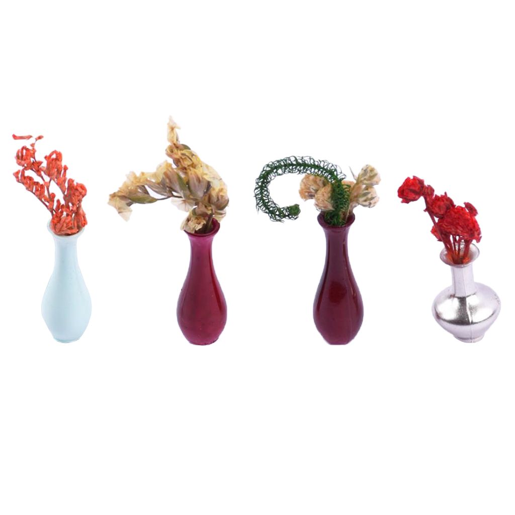 4x Miniature Doll Furniture Model Flower Vase Sand Construction Model