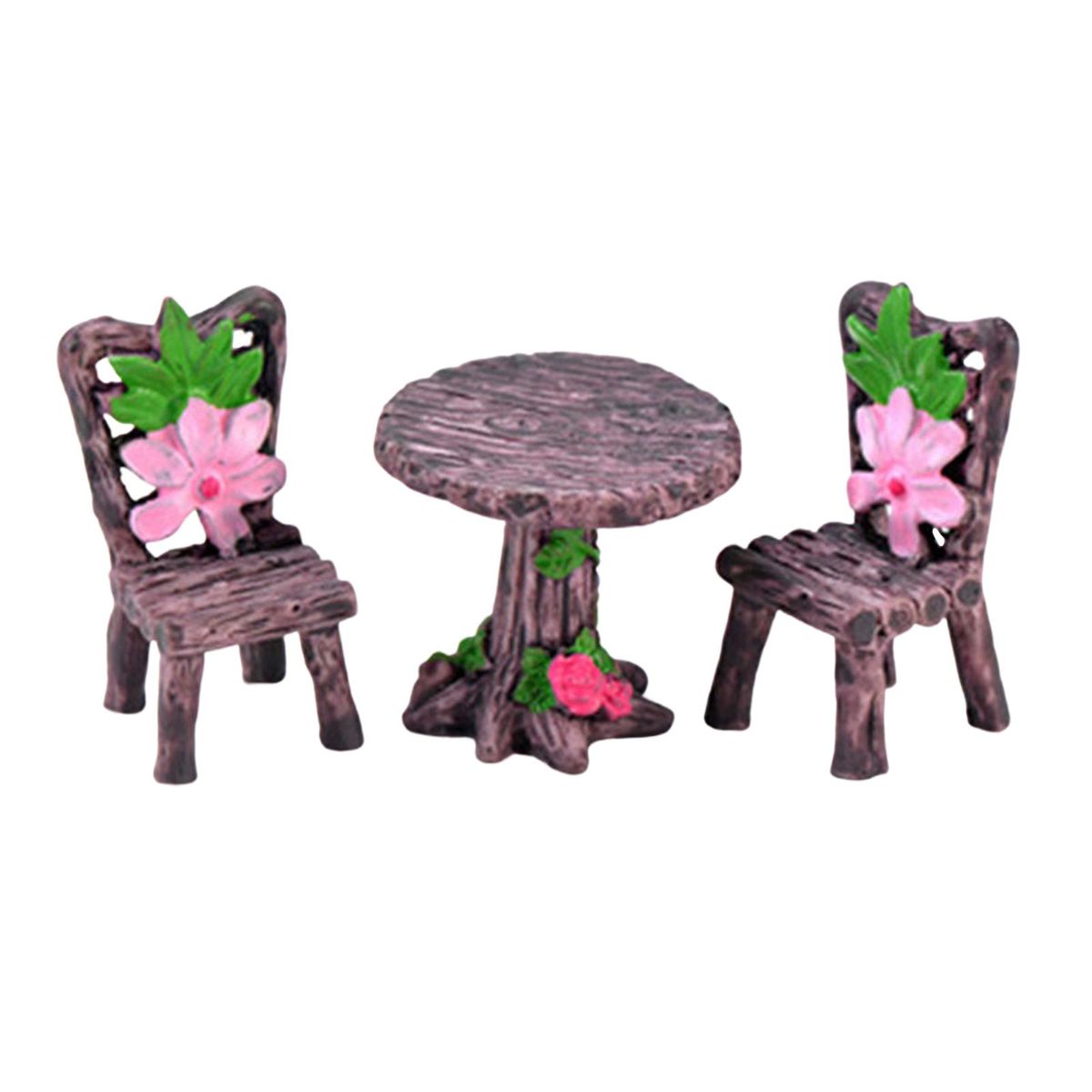 Miniature Table Chair Set  Garden Floral Furniture Mini