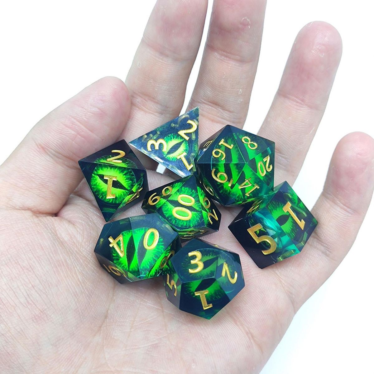 Golden Number Dice Enchanting Emerald Dice Set 7 Unique for Board