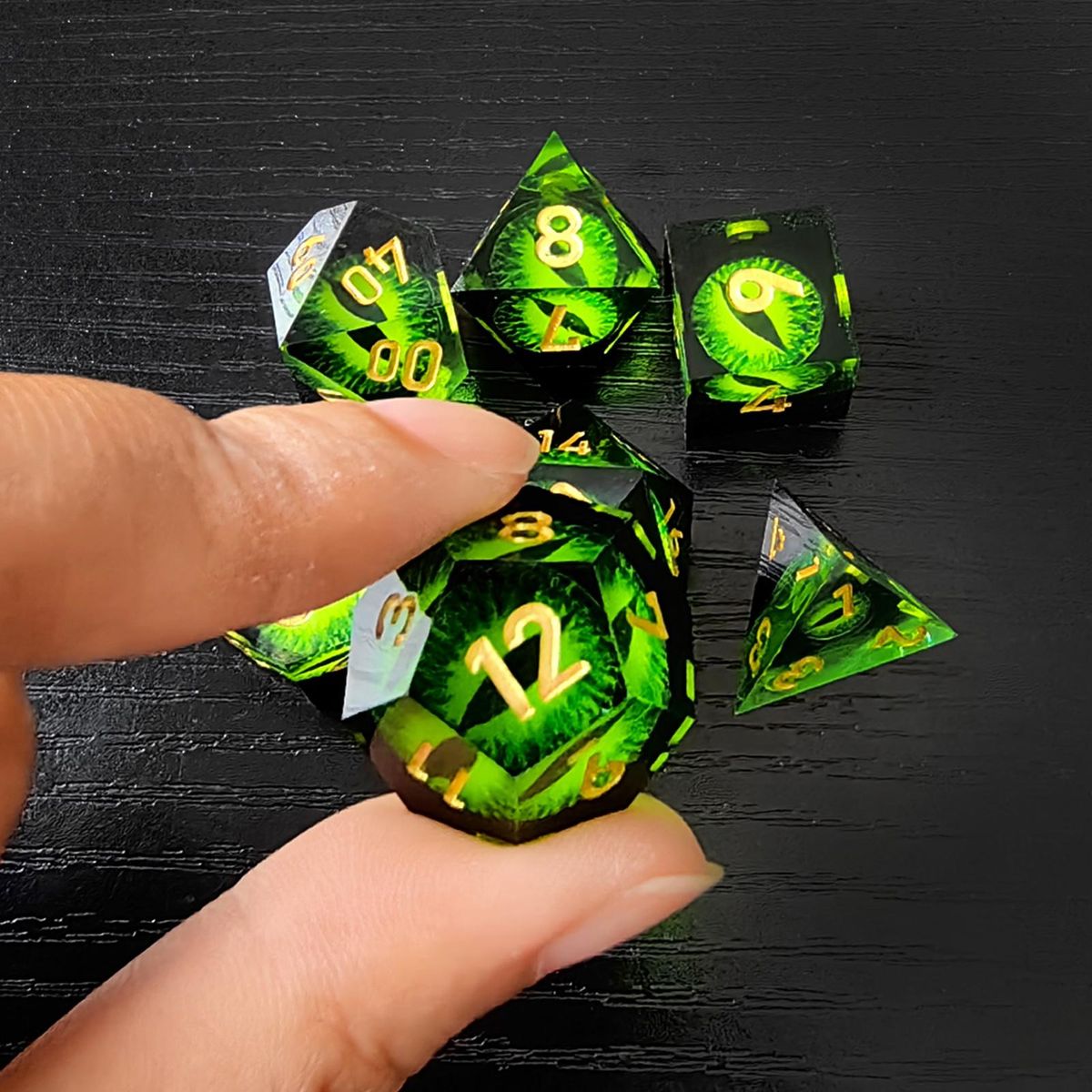 Golden Number Dice Enchanting Emerald Dice Set 7 Unique for Board