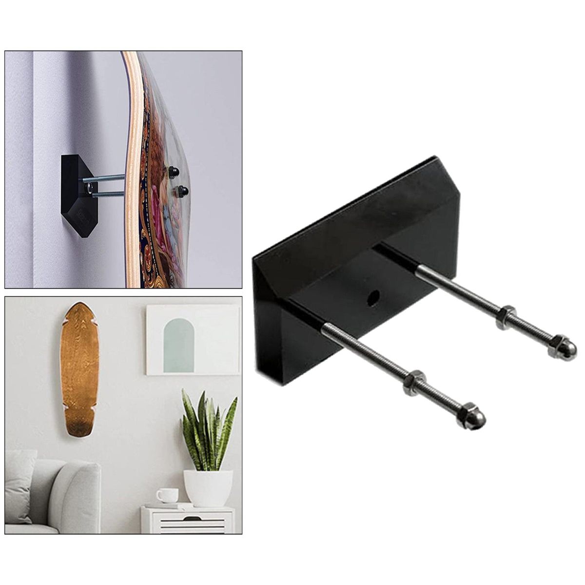 2x Skateboard Wall Mount Vertical Hanging Longboard Decks