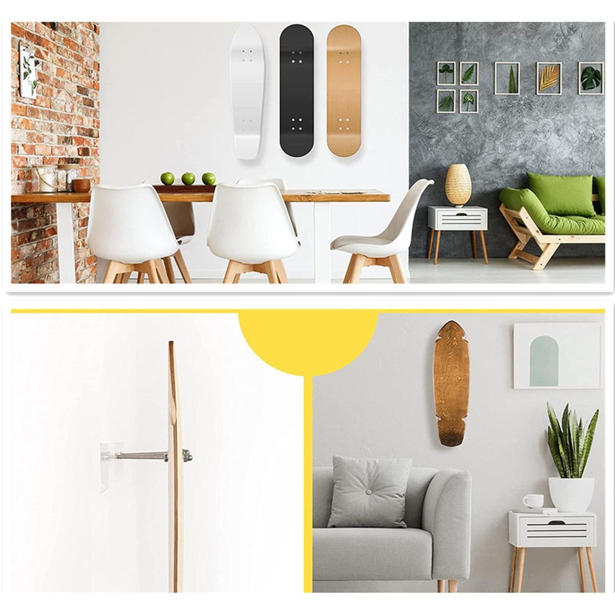 2x Skateboard Wall Mount Vertical Hanging Longboard Decks